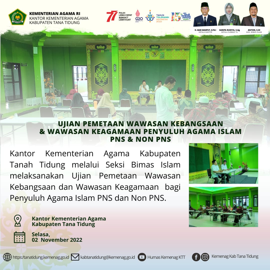 Ujian Pemetaan Wawasan Kebangsaan Dan Wawasan Keagamaan Penyuluh Agama Islam Pns Dan Non Pns 2346